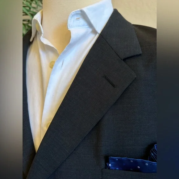 MENS BROOKS BROS BLAZER SIZE 46L LONG GRAY SPORT COAT WORSTED WOOL SUIT JACKET